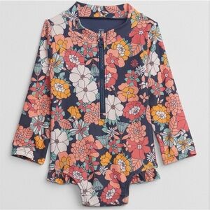 Floral Print Baby One-Piece RashGuard 0-3M